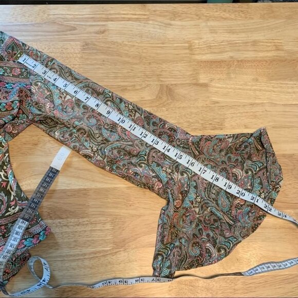 Vintage Karma Highway Boho Waterfall Top Wide Flare Sleeves Paisley Print - Picture 9 of 10